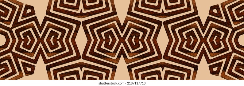 Banner, cover design. Embossed ethnic stylish 3d pattern on a beige background, geometric texture. Greek decorative ornament for website, presentation, design and decor.