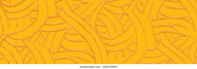 Cartel, diseño de portada. Patrón 3d étnico con relieve en amarillo, estilo boho, prensa de papel. Variantes ornamentales tribales de Oriente, Asia, India, México, Aztecas, Perú.