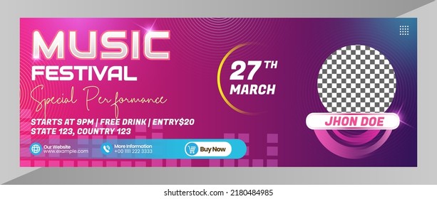 Banner cover live music festival template for social media banner layout