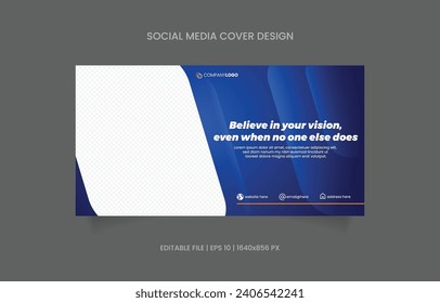 banner cover social media. abstract background design blue color