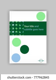 Banner cover template design for web and book printing with circles. Green design. Vector. 