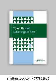 Banner cover template design for web and book printing with triangles pattern. Green design. Vector. 