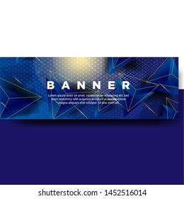 Banner or cover template with an elegant blue abstract background, with a Yellow Line triangle. Vector