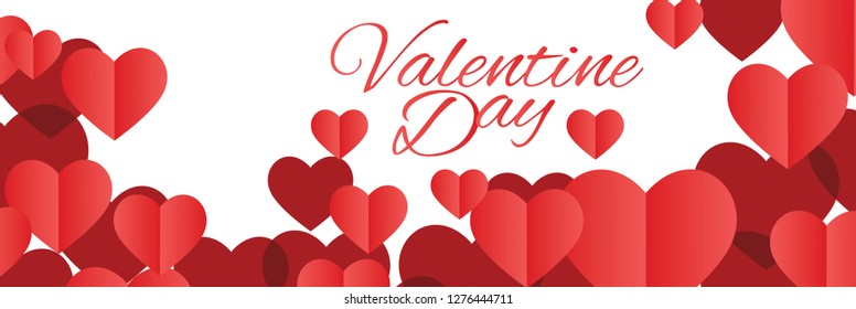 Banner cover Valentine's day abstract background with cut paper heart. Vector illustration