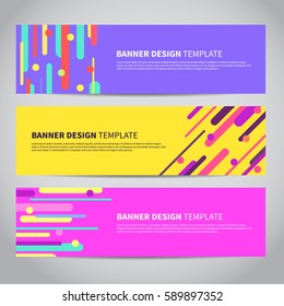 Banner covers with bright flat geometric pattern. Cool colorful backgrounds. Design for your banners, flyers, brochures, posters, printing etc. Vector template EPS10