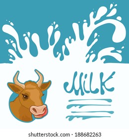 banner cow and milk splashes