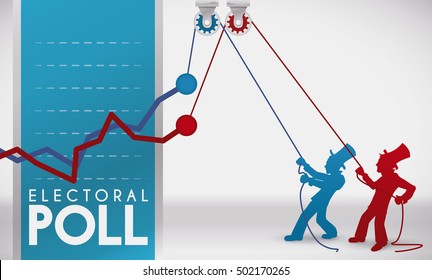 Banner with creative design for American presidential poll with contenders trying to rise their popular acceptance.