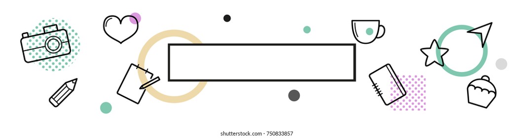 Banner with creative live icons. Empty template for web design for copywriters, designers.
