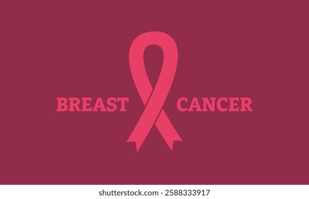 Banner with crossed pink ribbon for world cancer day, BREAST CANCER, awareness month. Symbol of women's cancer awareness. Background