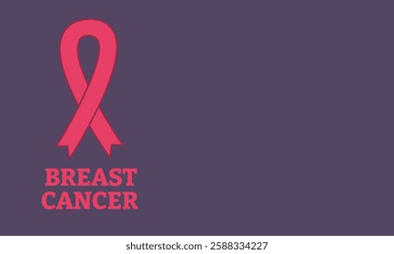 Banner with crossed pink ribbon for world cancer day, BREAST CANCER, awareness month. Symbol of women's cancer awareness. Background