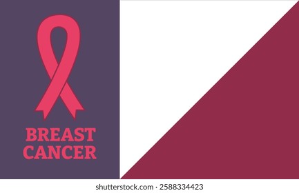 Banner with crossed pink ribbon for world cancer day, BREAST CANCER, awareness month. Symbol of women's cancer awareness. Background