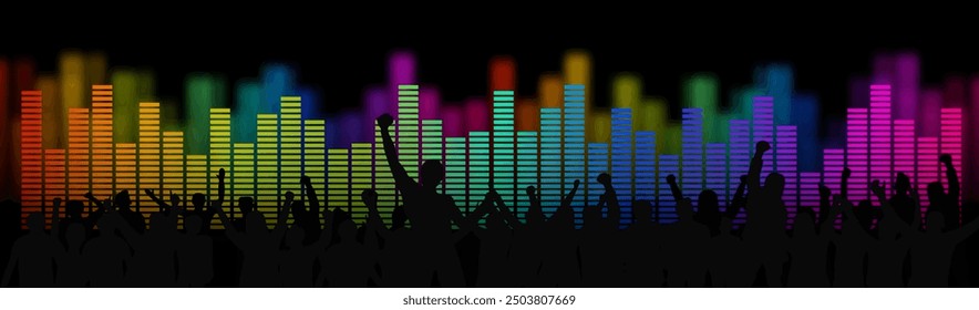 banner Crowd at concert with equalizer. 
