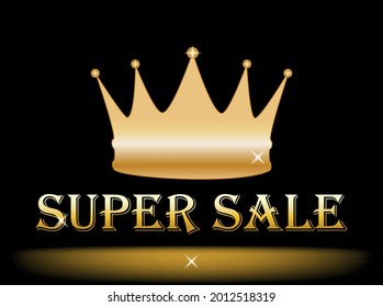 Banner crown super sale. promotion, mega sale,gold, king