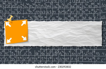 banner with crumpled paper and arrows