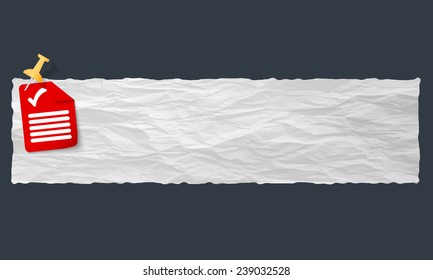 banner with crumpled paper and check box