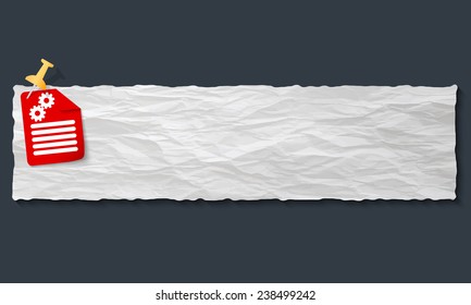 banner with crumpled paper and cogwheels