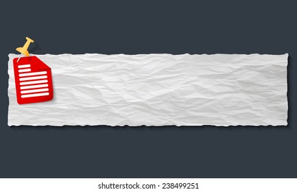 banner with crumpled paper and document icon
