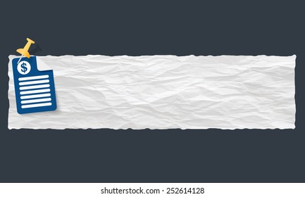 banner with crumpled paper and dollar symbol