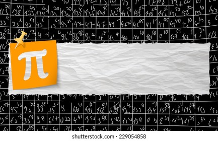 banner with crumpled paper and pi symbol