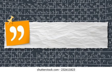 banner with crumpled paper and quotation mark