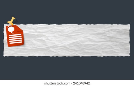 banner with crumpled paper and speech bubble