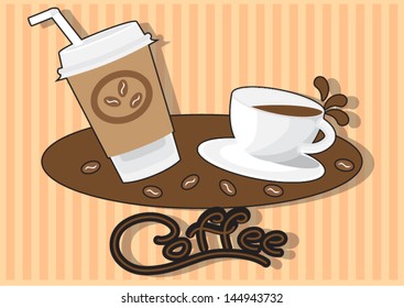 banner with a cup of coffee