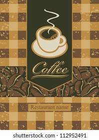 banner with a cup of coffee and beans