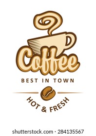 banner with a cup of coffee and beans