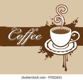 banner with a cup of coffee and a splash