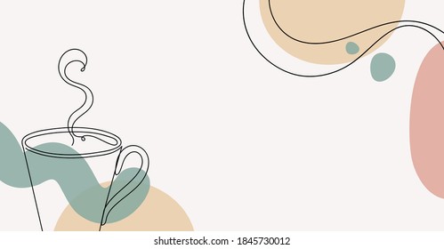 Banner with a cup in a linear style.
