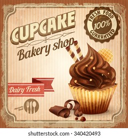 banner cupcake vintage chocolate