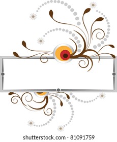 Banner with the curves and beads on a background frame