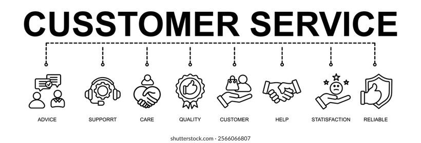  Banner of cusstomer service vector illustration concept with 8 icons
