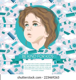 banner with cute kid portrait, can be used for adoption organization