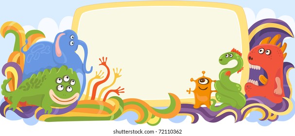 banner, cute monsters