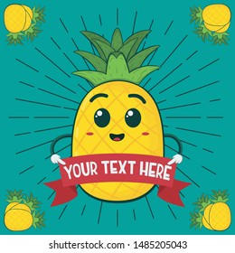 Banner with cute pineapple. Unique and Trendy background for your unique design.