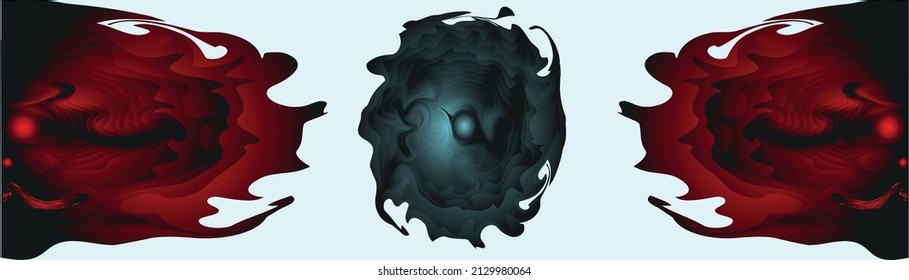 fondo de agua rojo líquido de la menta de cyan de banner con líneas doradas y manchas de pincel. Efecto de dibujo de la tinta de alcohol de color turquesa. Fondo de ilustración vectorial, invitación a la boda acuarela.