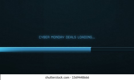 Banner for cyber monday sale with neon glowing loading bar