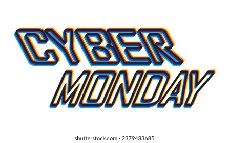 Banner for Cyber Monday. Vivid RGB color split effect emulated. Vector illustration isolated on white background.