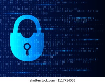 Banner cyber security data on the Internet. Vector illustration in a modern style