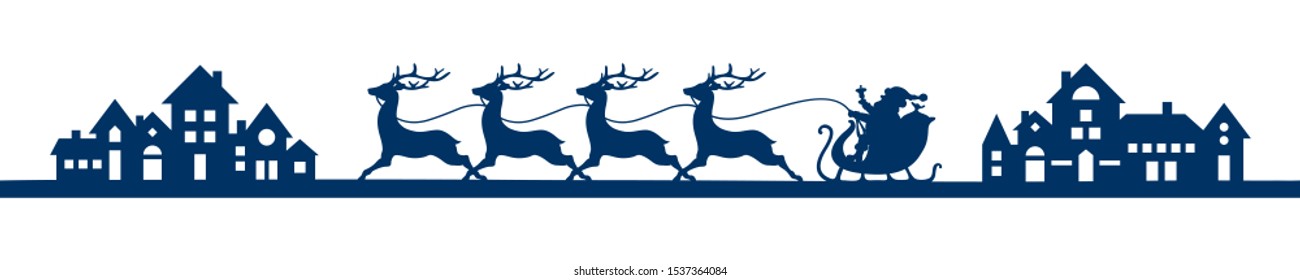 Banner Dark Blue Riding Christmas Sleigh In The City