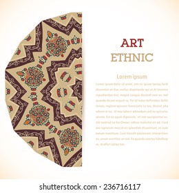 Banner with dark floral elements in the style of Tribal. Ethno. Vector illustration.