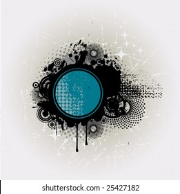 Banner in dark grunge circle style, design element