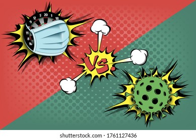 Banner darts vs covid-19. Dartboard with a protection mask against coronavirus sign. Cancellation of sports tournaments. The worldwide fight against the pandemic. Vector illustration