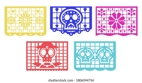 Banner for the Day of the Dead decorations. Mexican Dia de Muertos papel picado