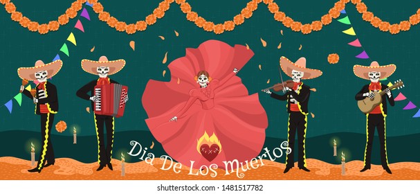 Banner for the day of the dead. Vector graphics.