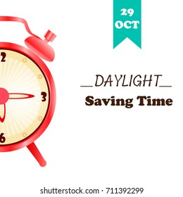 Banner for Daylight Saving Time with alarm clock