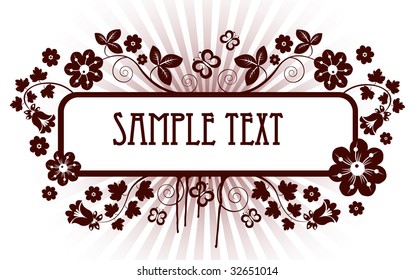 banner decorated with bright flowers and grass.