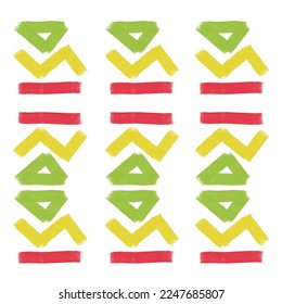 Banner decoration, African culture geometric pattern in South African flag colors with brush strokes