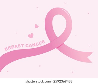 Banner dedicated to Breast cancer awareness, breast cancer awareness ribbon. Vector illustration.